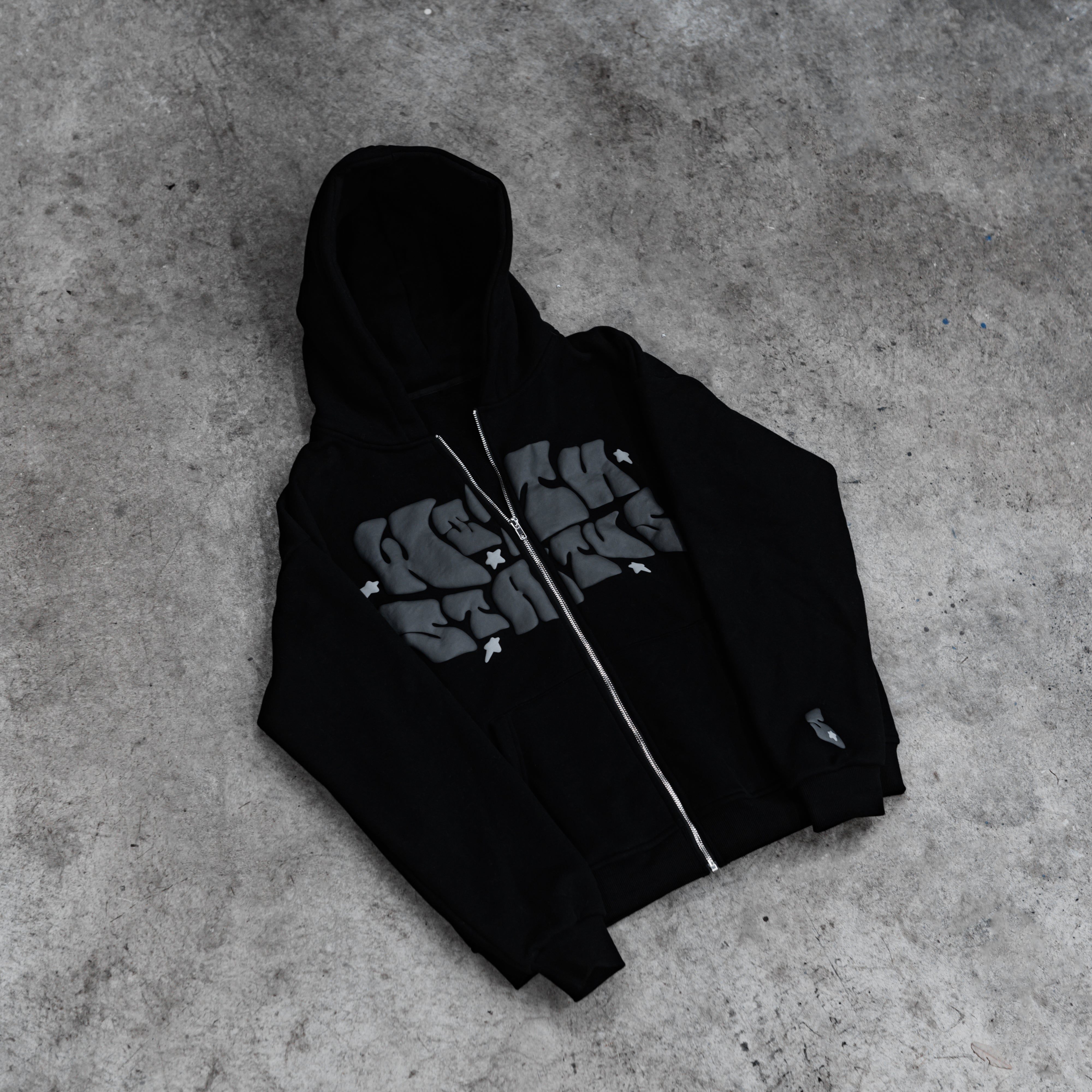 Puff sleeve zip up hoodie Clearance