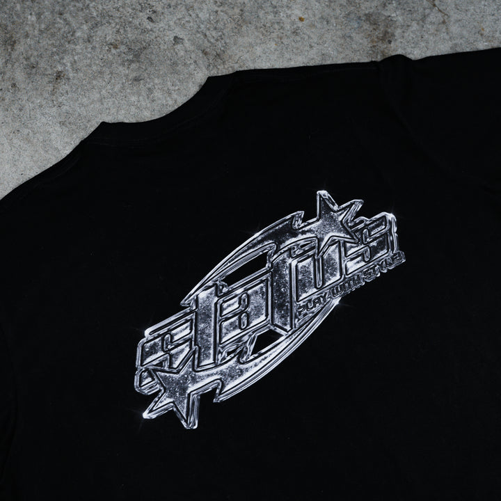 Y2K CHROME BLACK SHIRT – withstatus