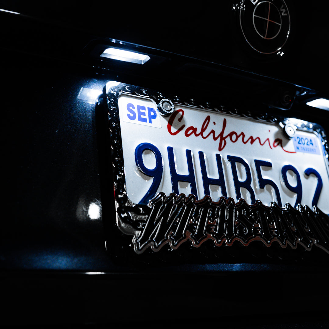 V2 CHROME CHAIN LICENSE PLATE FRAME – withstatus